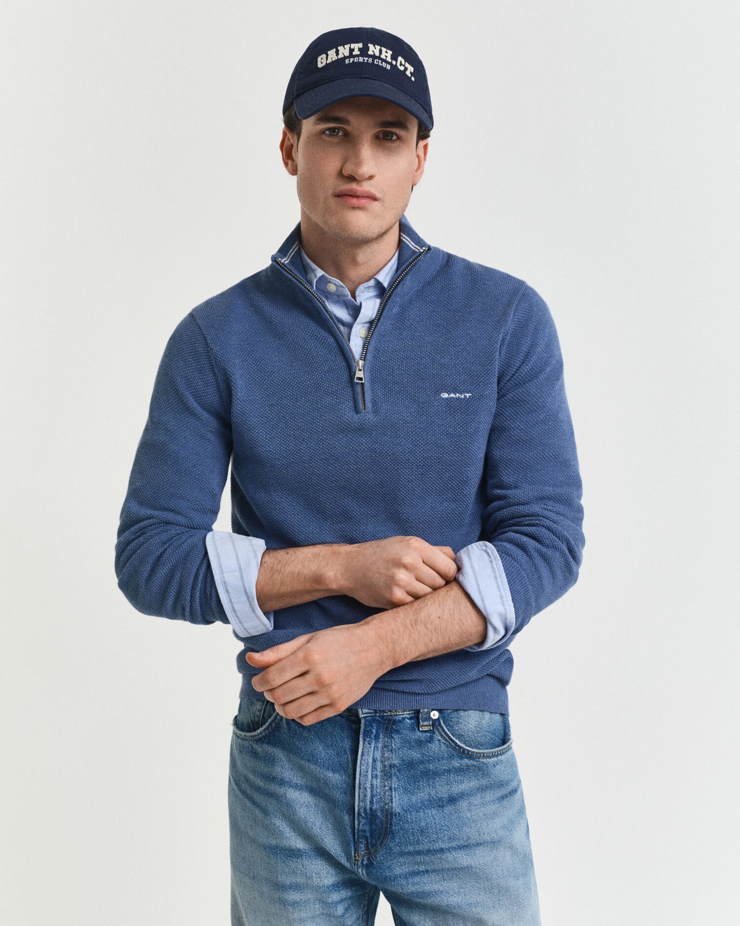 Baumwoll-Pikee-Half-Zip-Pullover