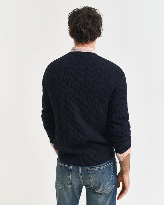 Pull ras-du-cou en maille torsadée de coton