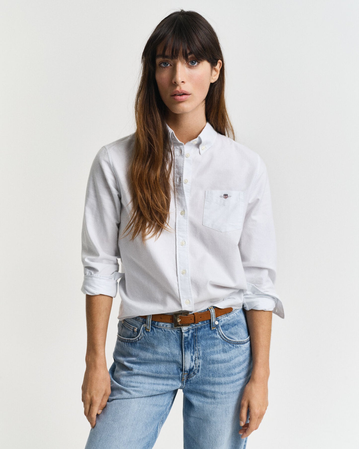 Chemise Oxford à rayures classique coupe droite