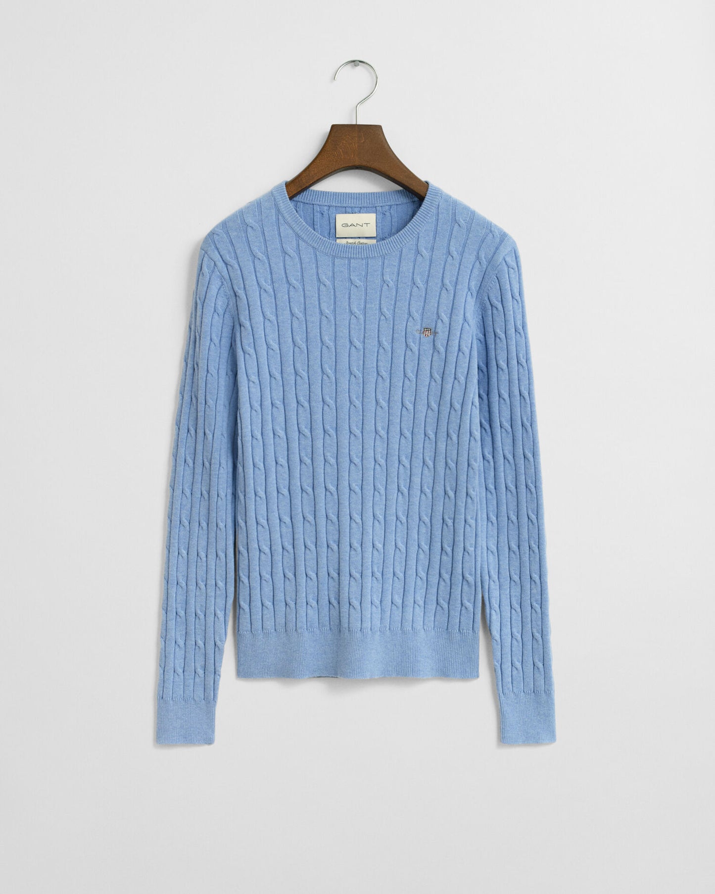 Pull col rond en tricot torsadé de coton extensible