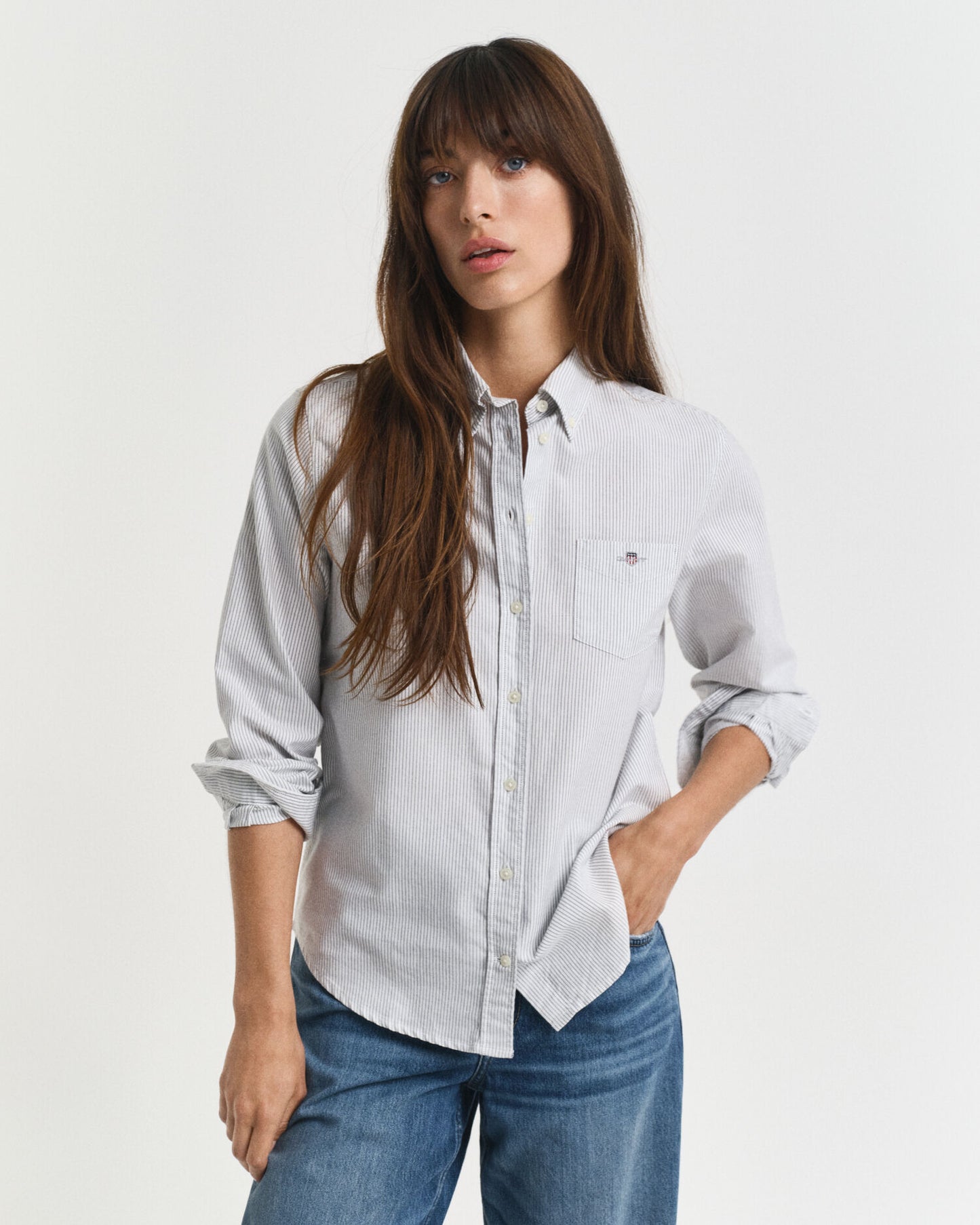 Chemise Oxford à rayures classique coupe droite