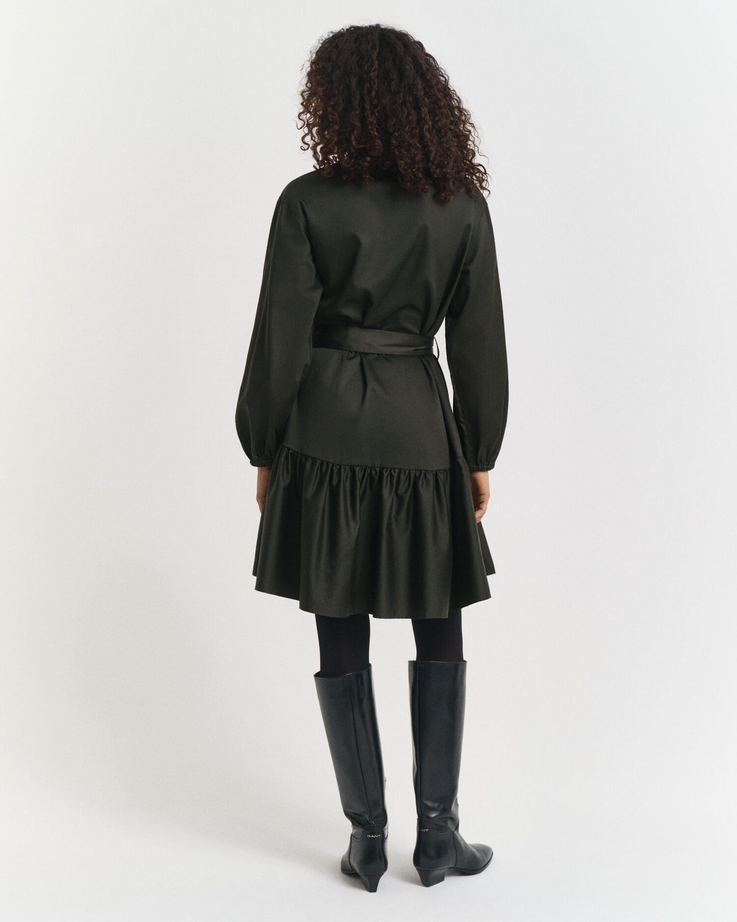 Baumwollsatin-Langarmkleid
