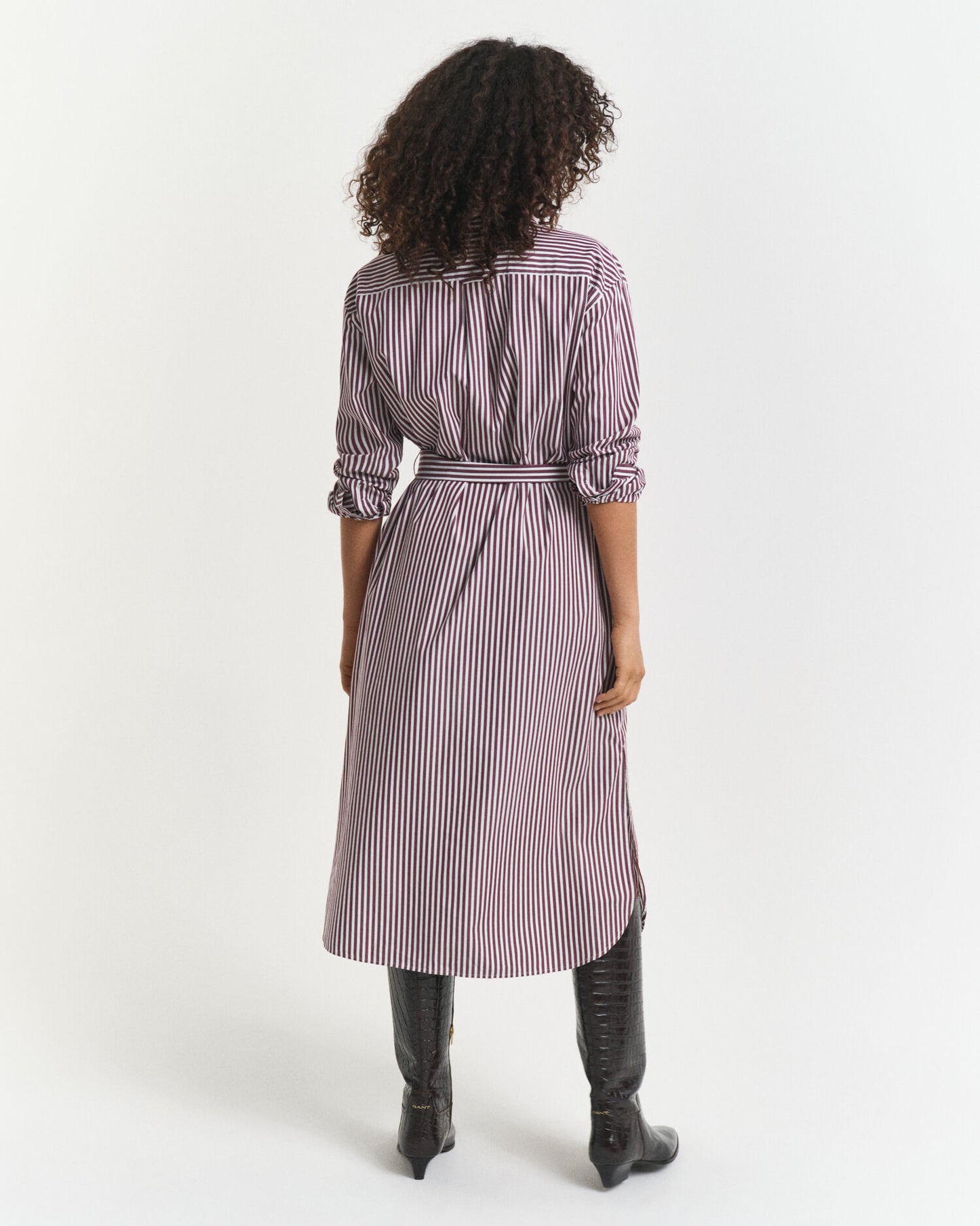 Hemdblusenkleid aus Popeline mit Gürtel
