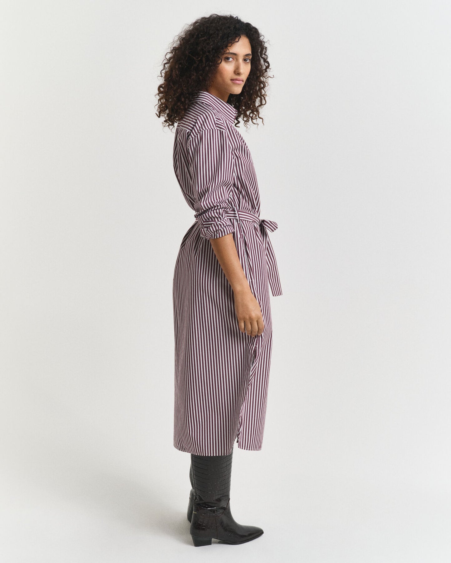Hemdblusenkleid aus Popeline mit Gürtel
