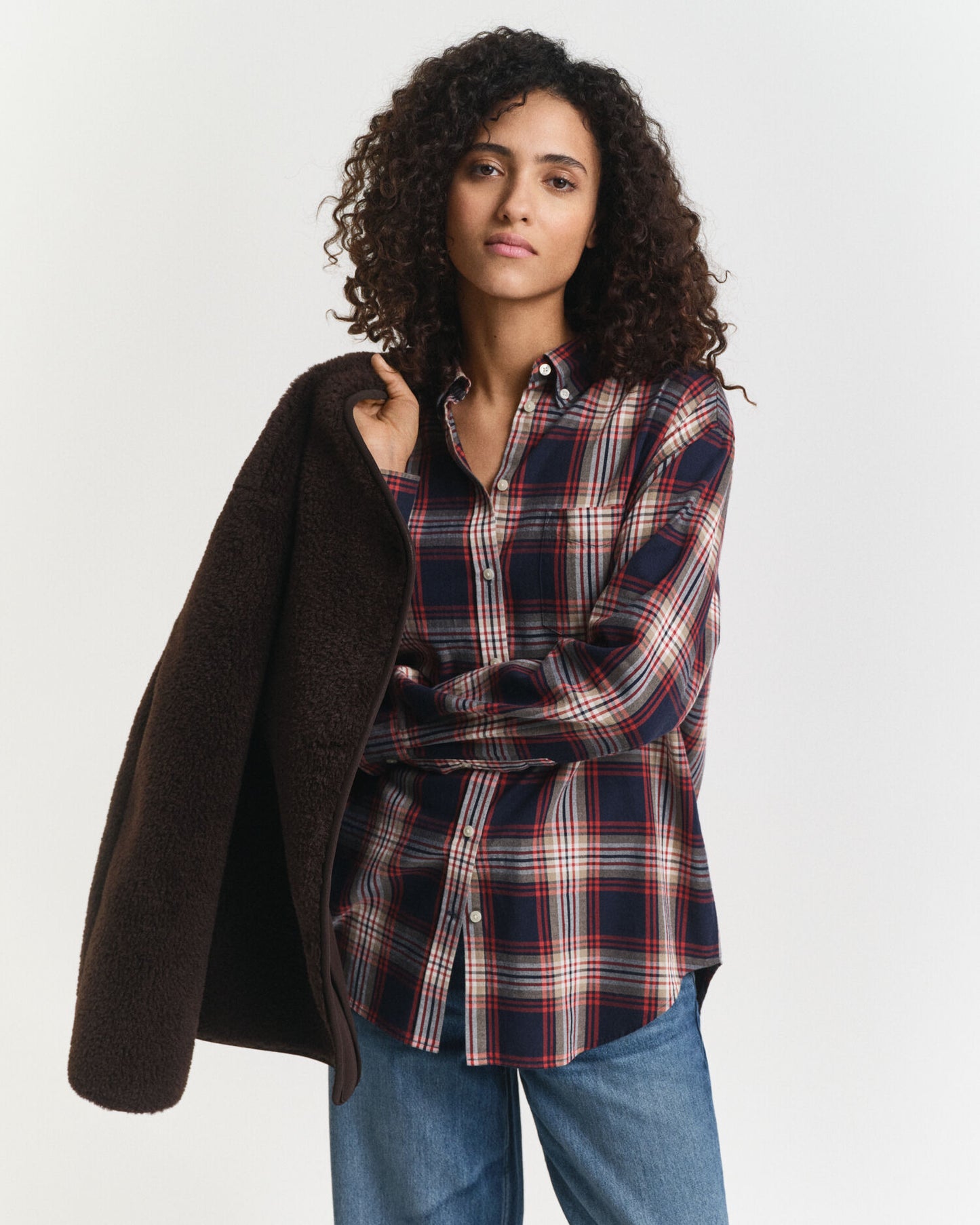 Chemise en flanelle à carreaux coupe décontractée