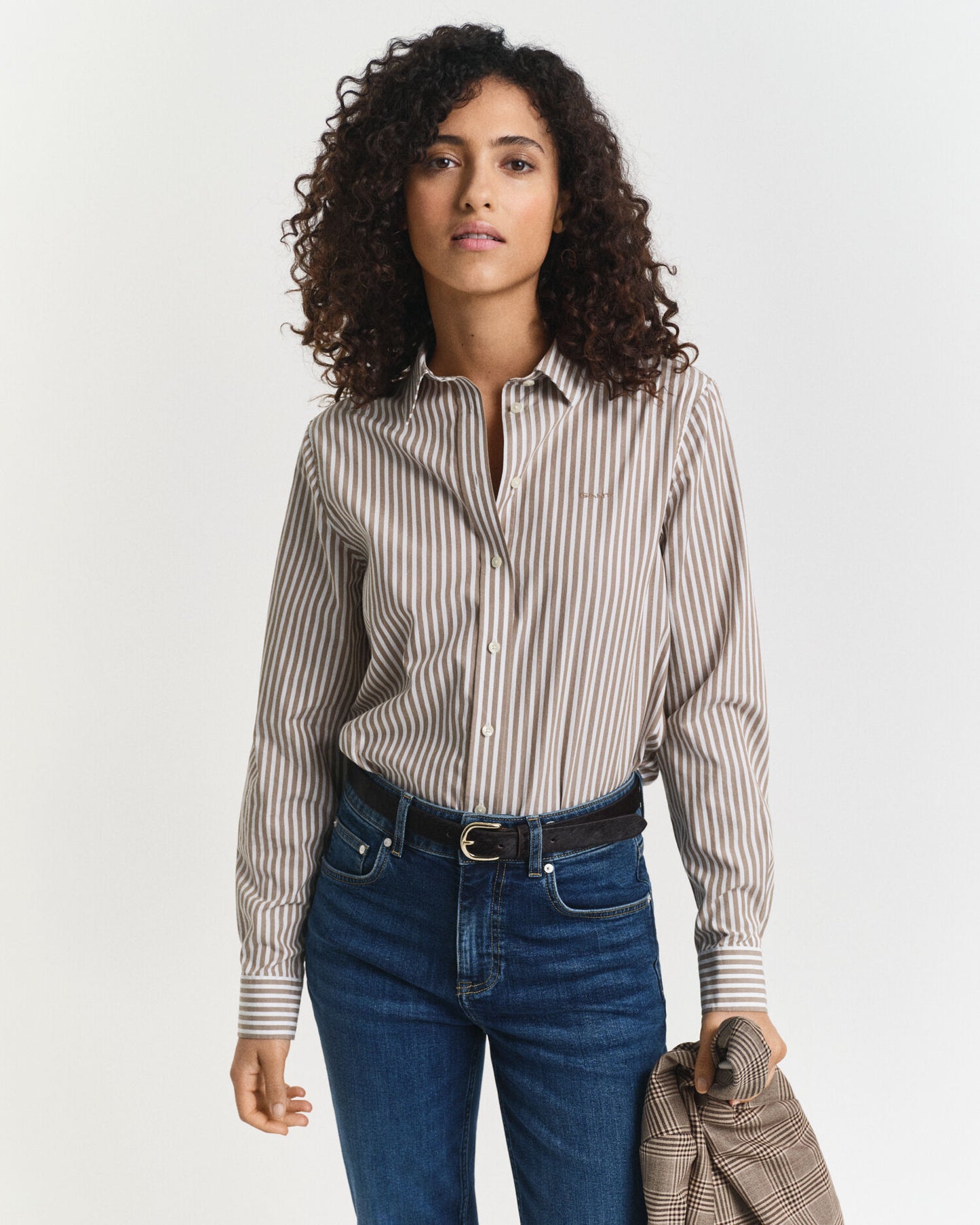 Chemise Popeline Classique Rayée Coupe Droite