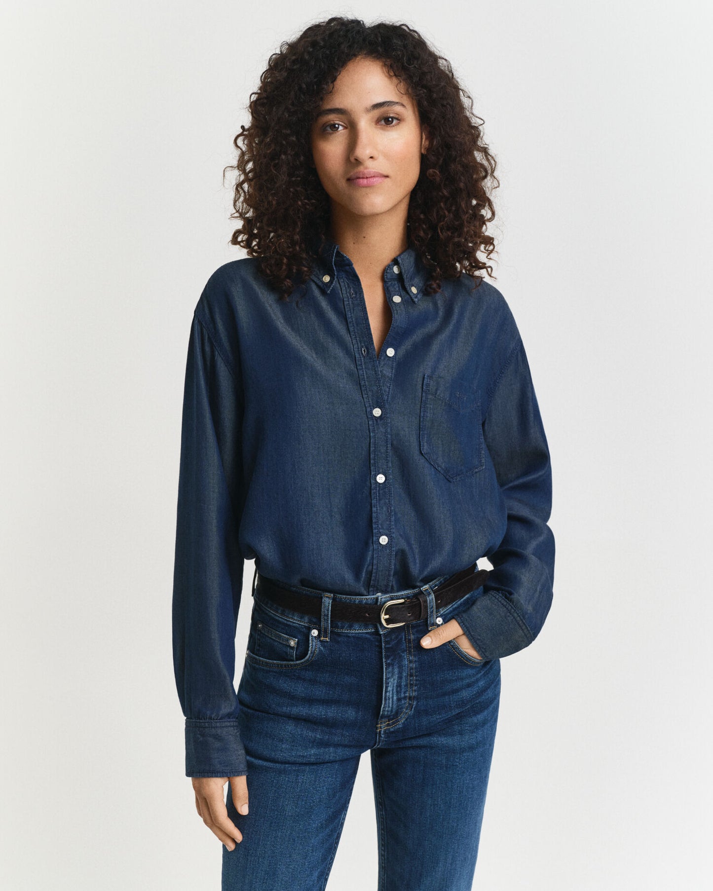 Chemise indigo coupe décontractée