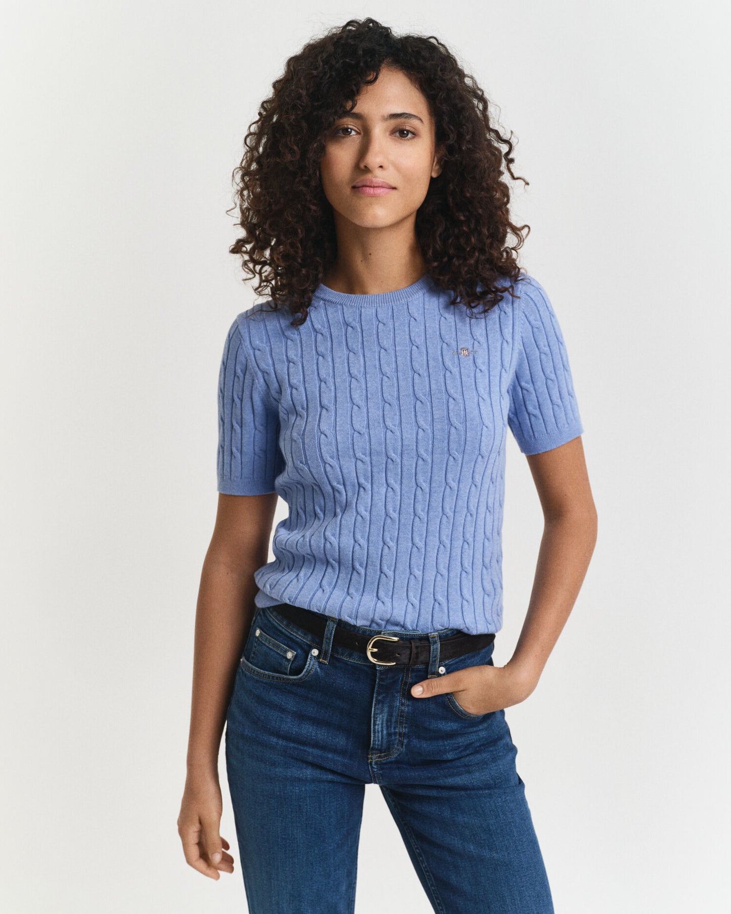 Pullover aus Baumwollstretch mit Zopfmuster