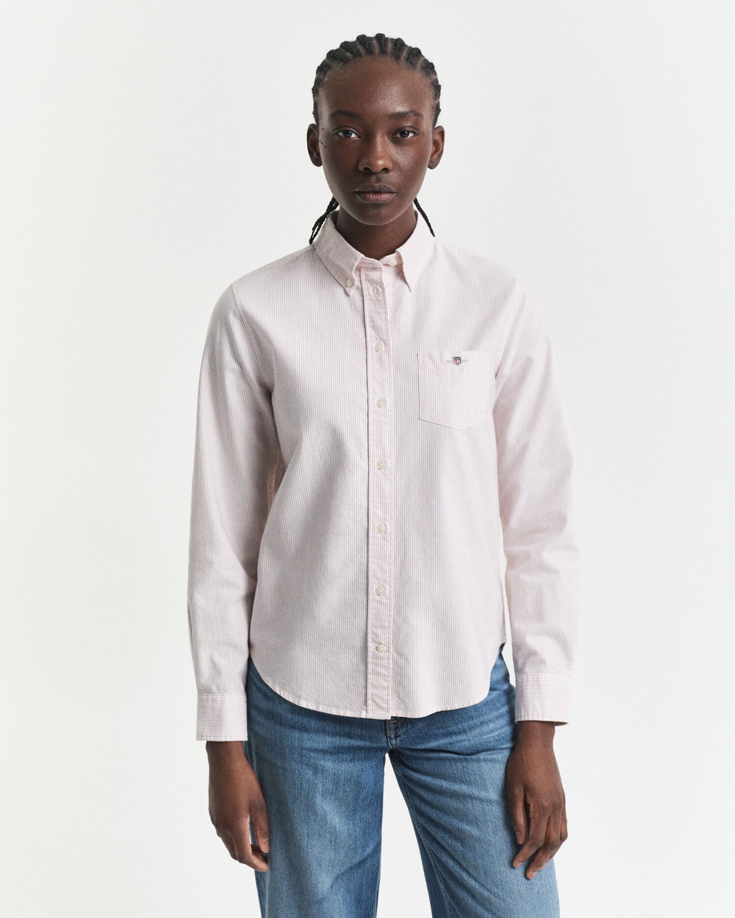 Chemise Oxford à rayures classique coupe droite