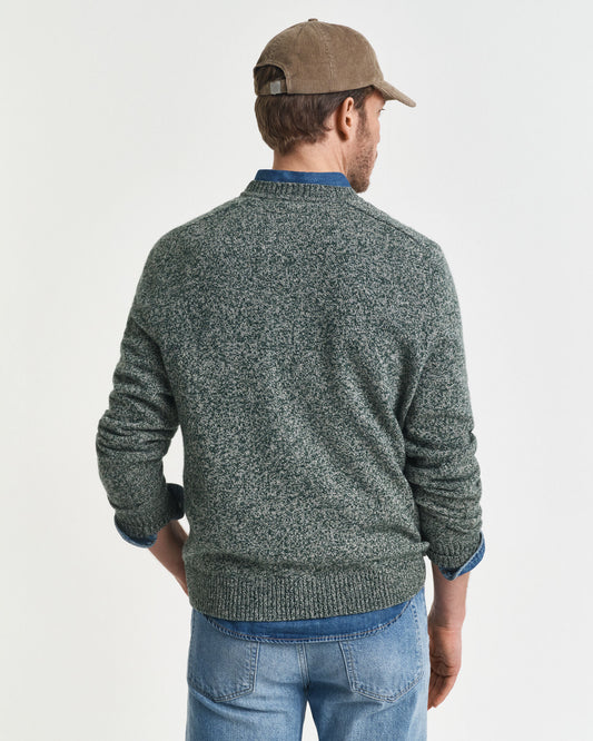 Pullover aus Wollmischgewebe in Mouliné-Optik mit Rundhalsausschnitt