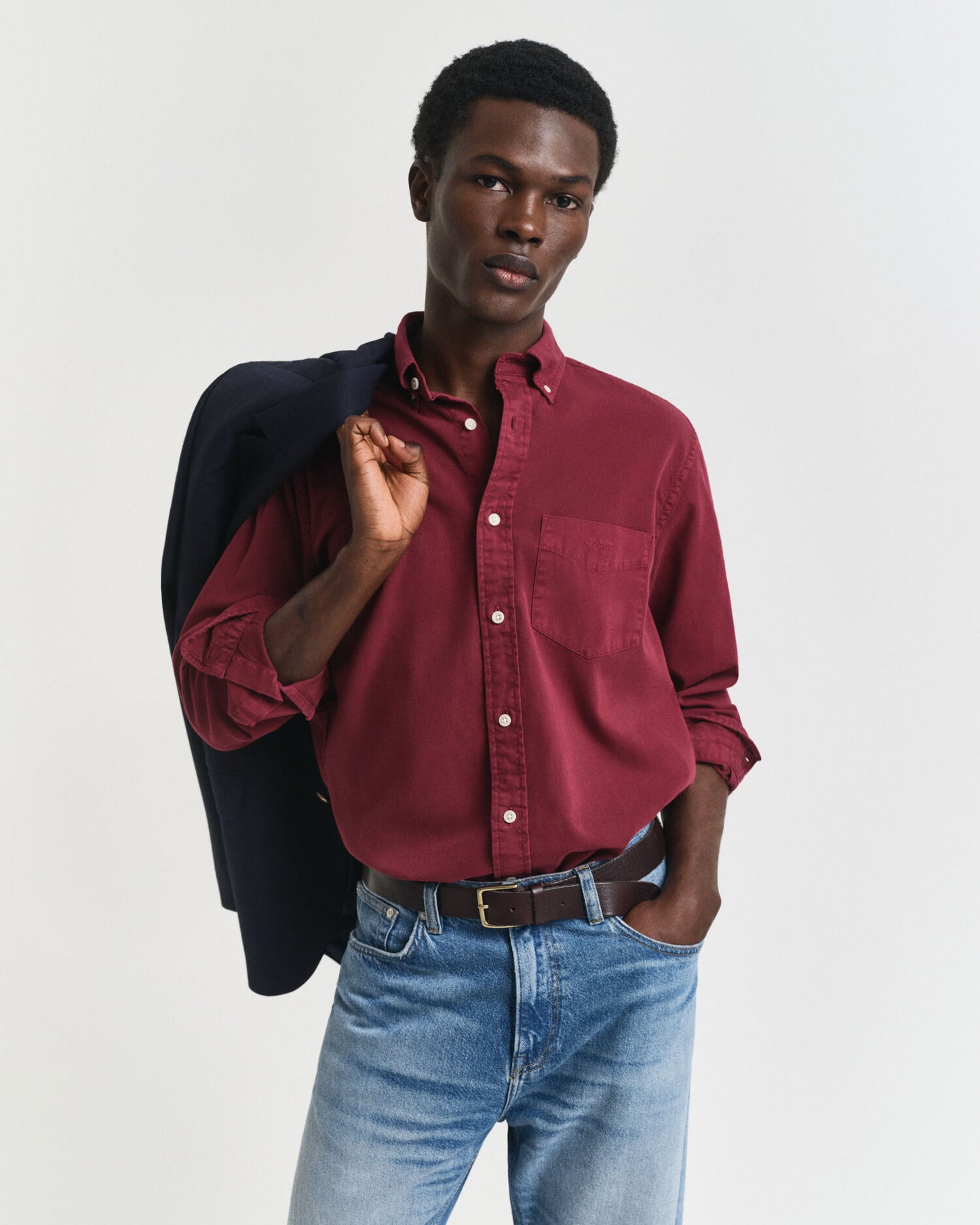 Chemise en sergé coupe droite