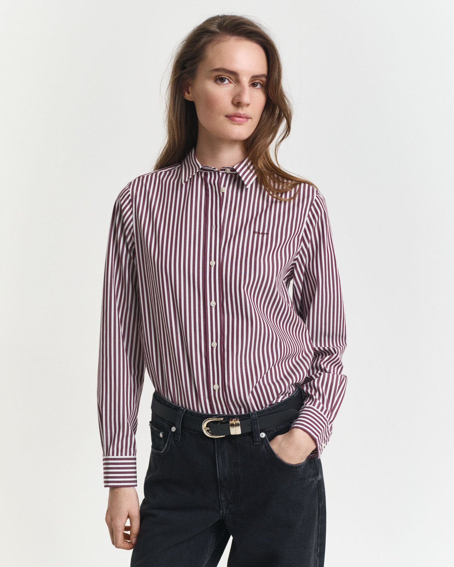 Chemise Popeline Classique Rayée Coupe Droite