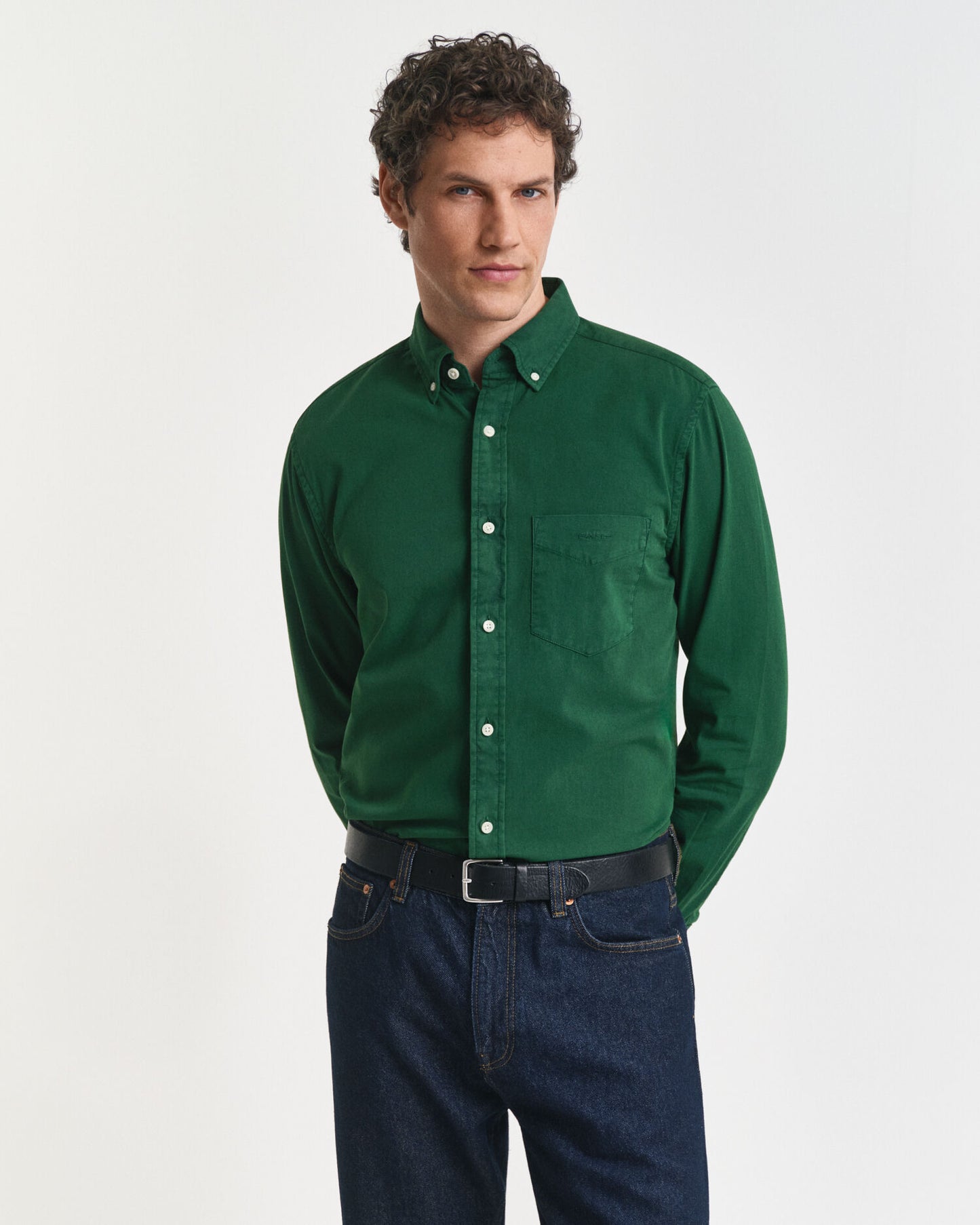Chemise en sergé coupe droite