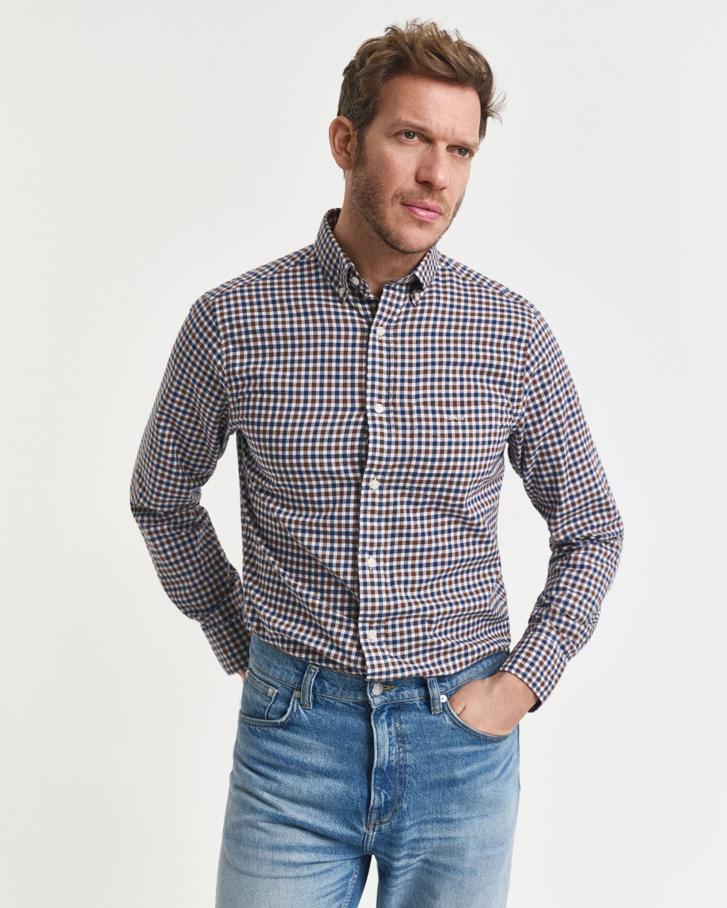 Regular Fit Gingham-Twill-Hemd