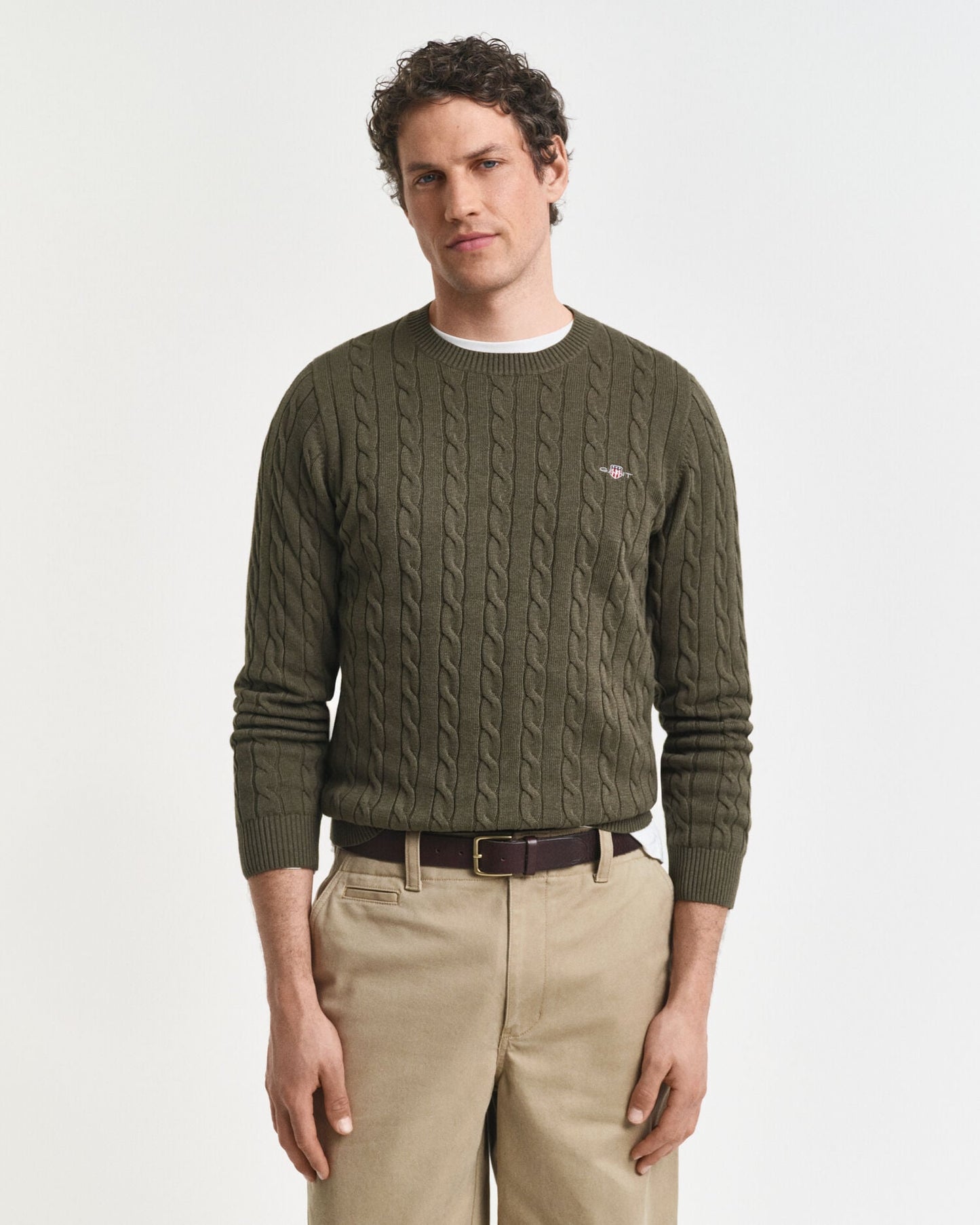 Pull col rond en maille torsadée de coton
