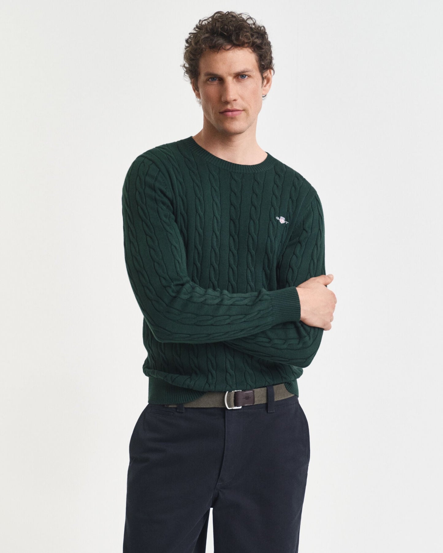 Pull col rond en maille torsadée de coton