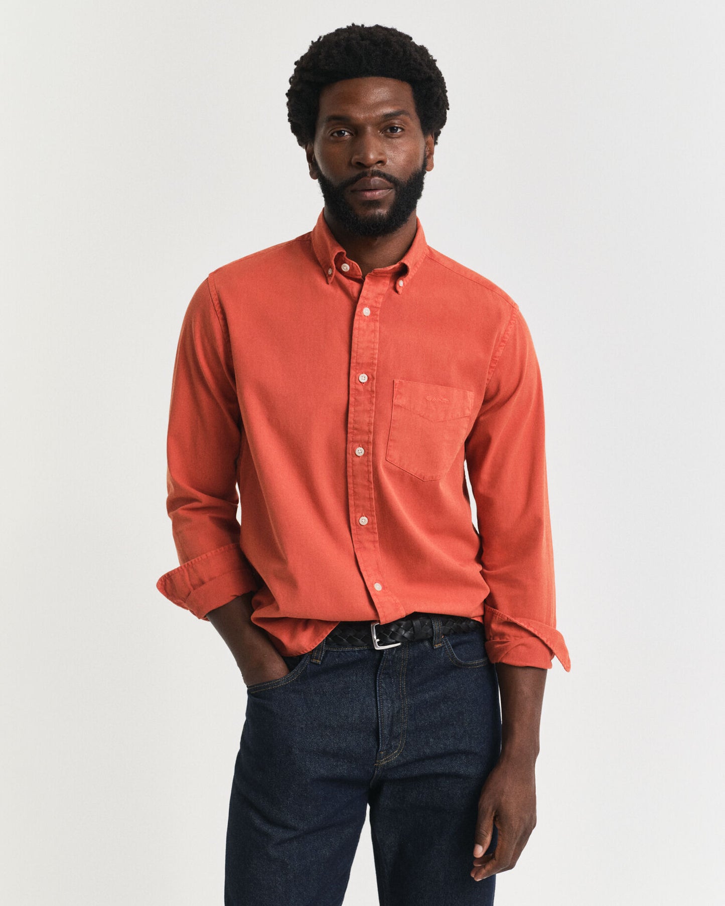 Chemise en sergé coupe droite
