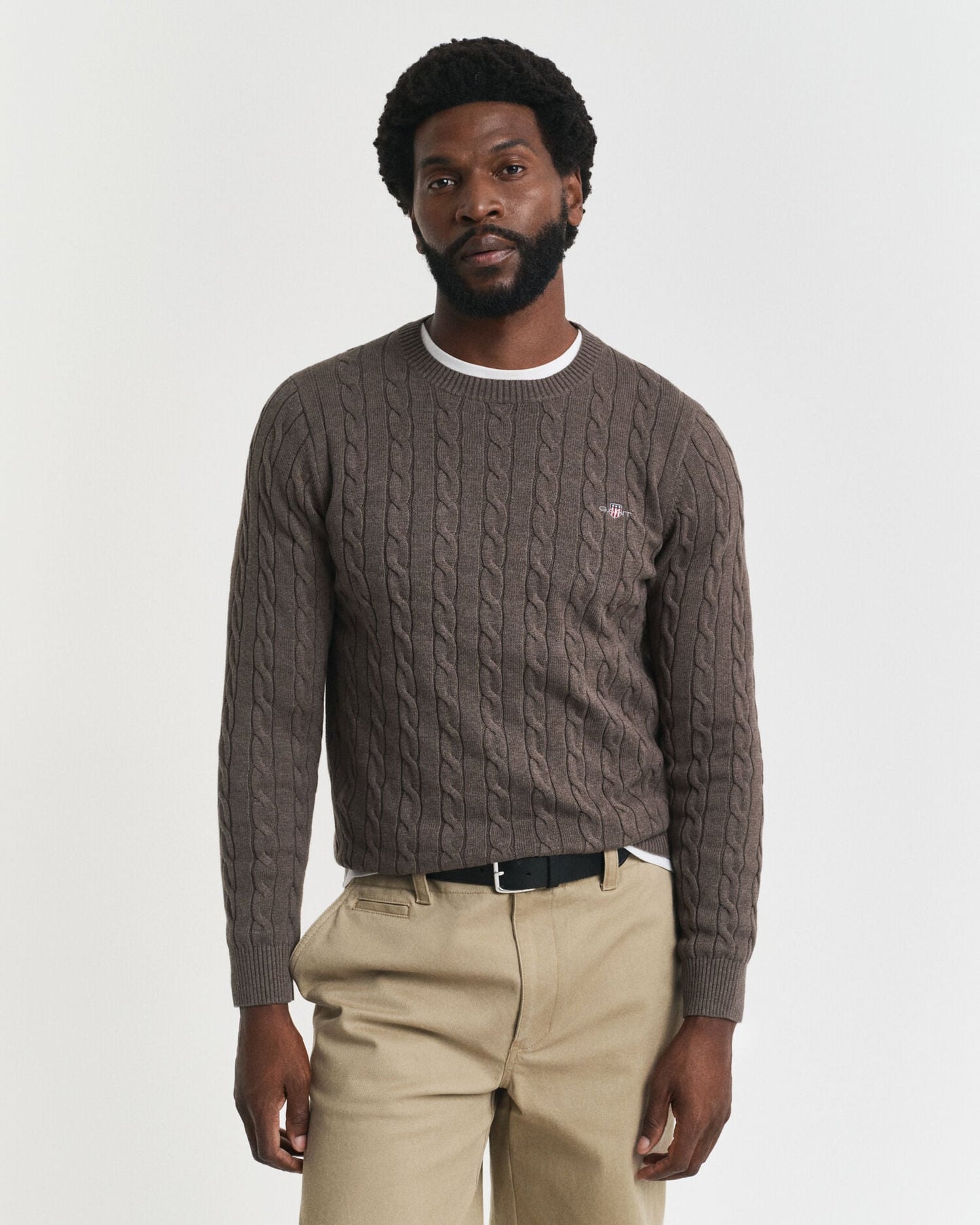 Pull col rond en maille torsadée de coton