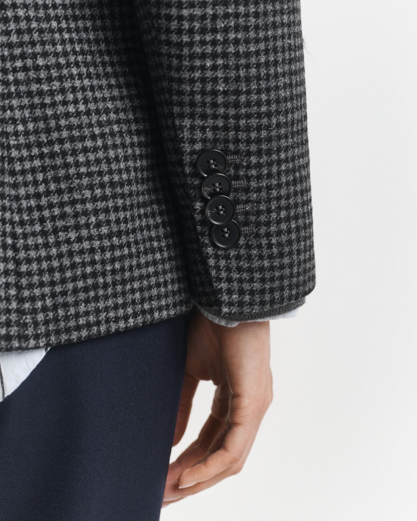 Blazer en Laine Pied-de-Poule Coupe Droite