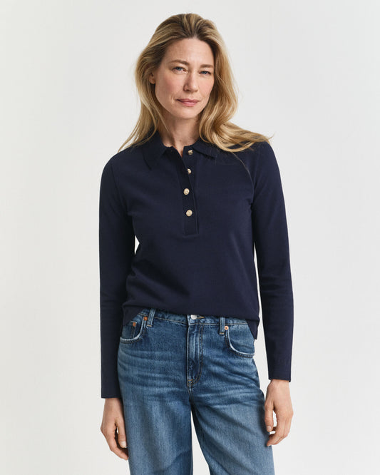 Long Sleeve Pique Polo Shirt
