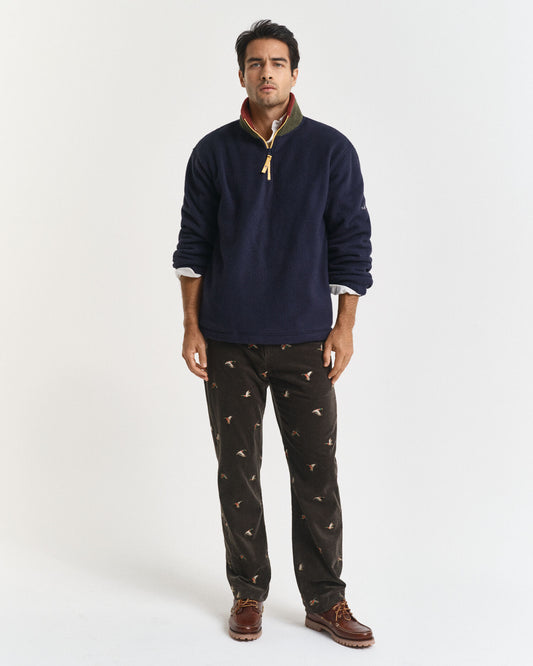 Gerade geschnittene Cordhose mit Stickerei