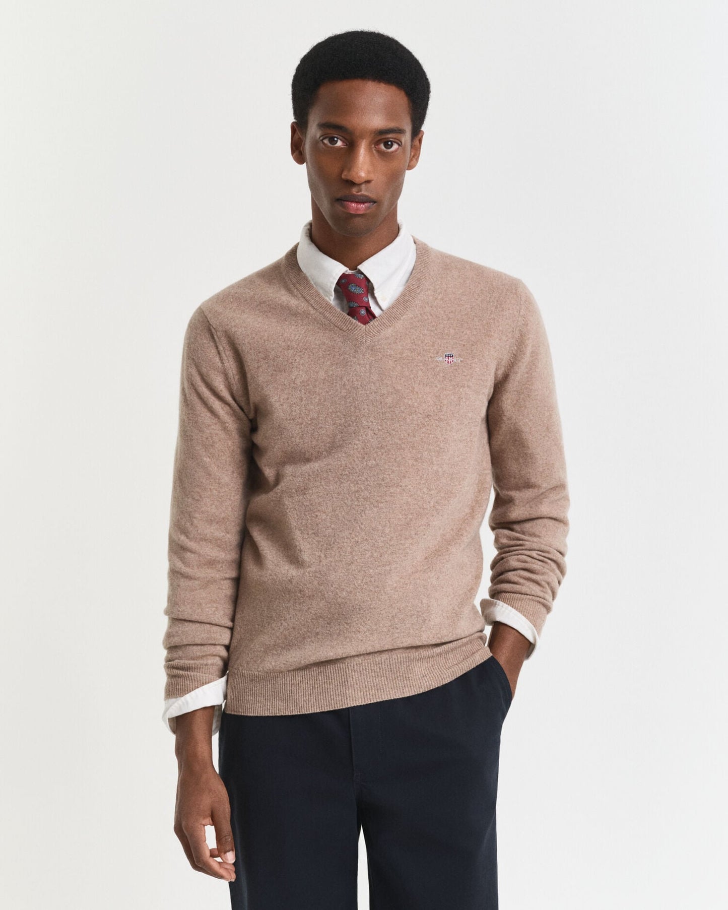 Superfeiner Lammwoll-V-Pullover