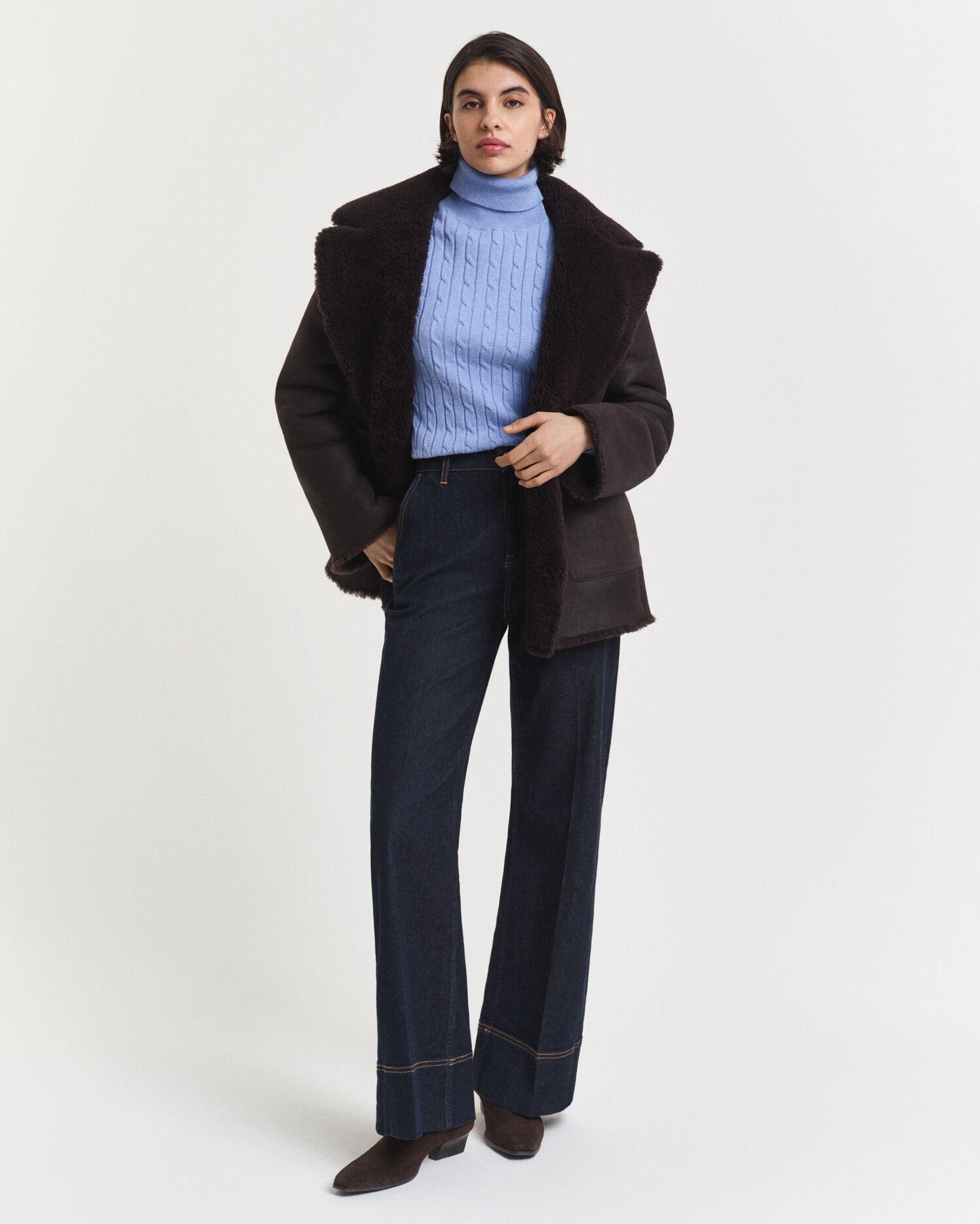 Pull col roulé en maille torsadée de coton stretch