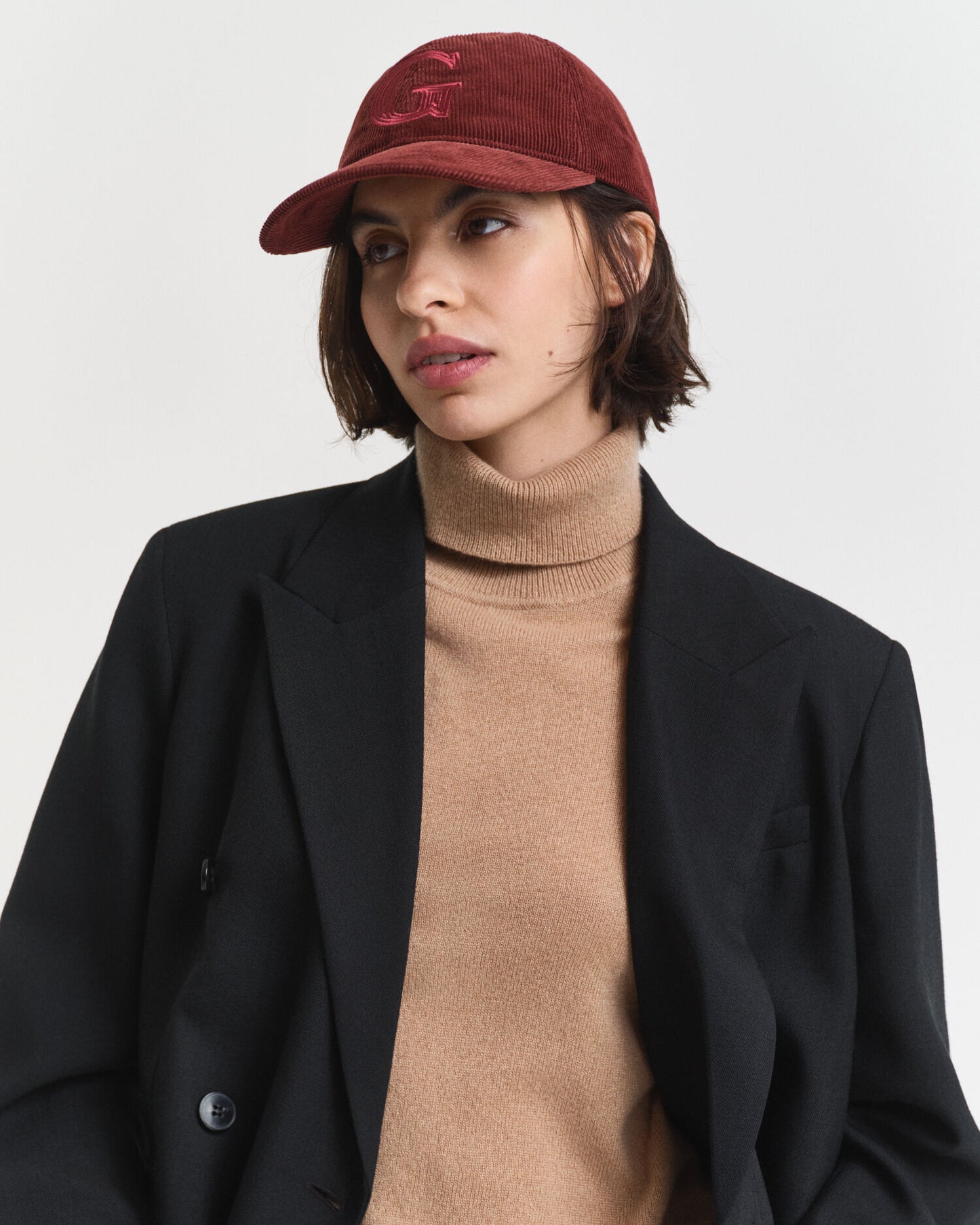 Casquette en velours côtelé brodée G