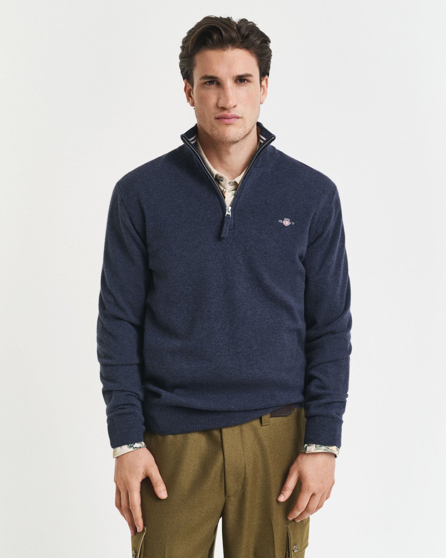 Feinste Lambswool-Pullover mit halbem Reißverschluss