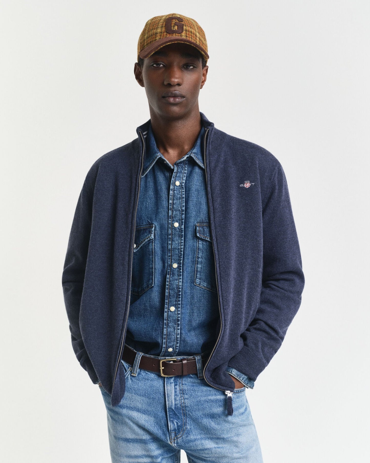 Feinste Lambswool Strickjacke mit Reißverschluss