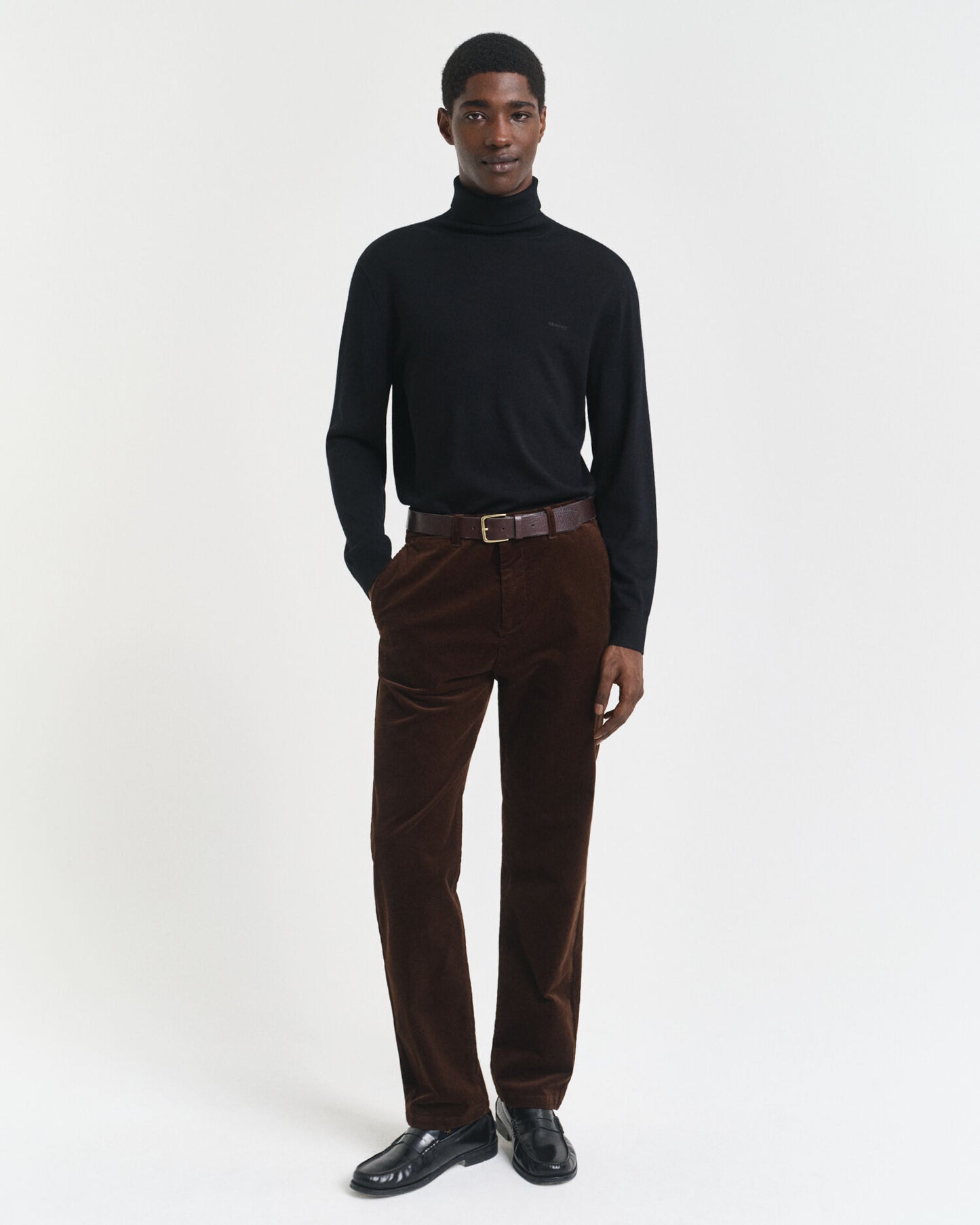 Pantalon Chino en Coton Velours Coupe Droite