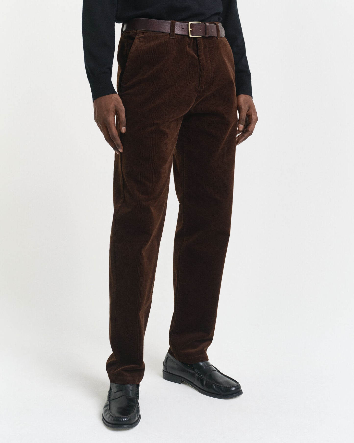 Pantalon Chino en Coton Velours Coupe Droite