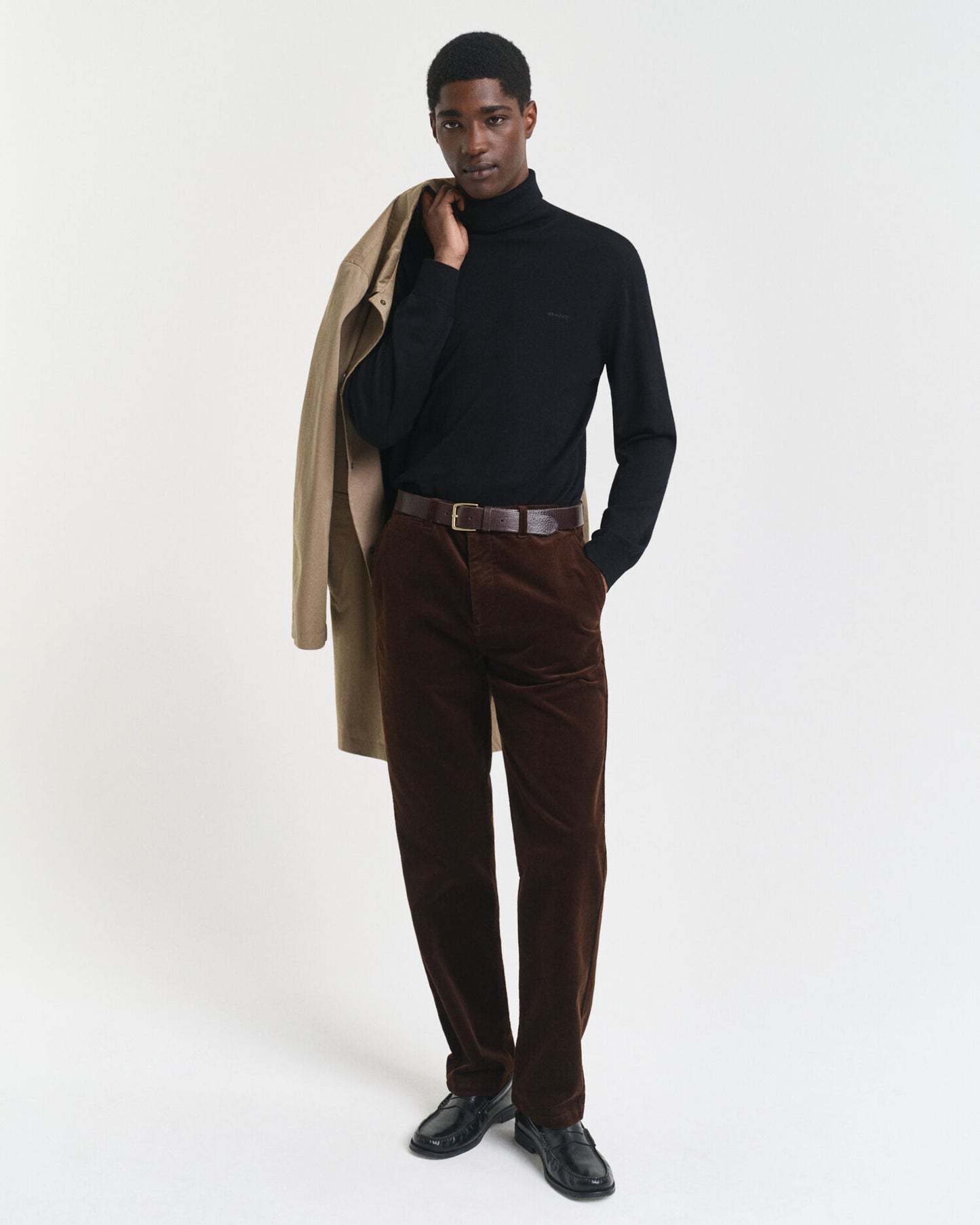 Pantalon Chino en Coton Velours Coupe Droite
