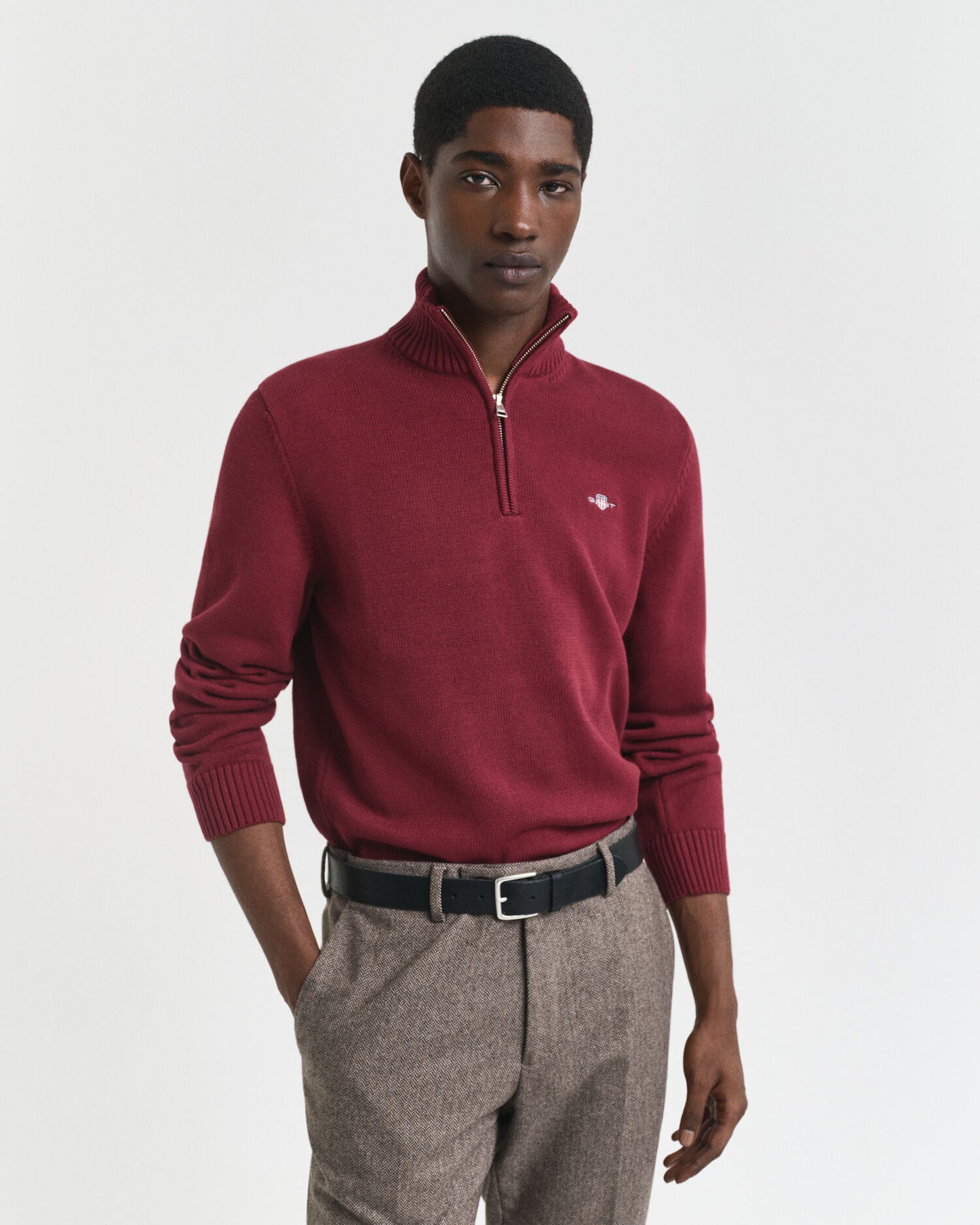 Pull demi-zippé en coton décontracté