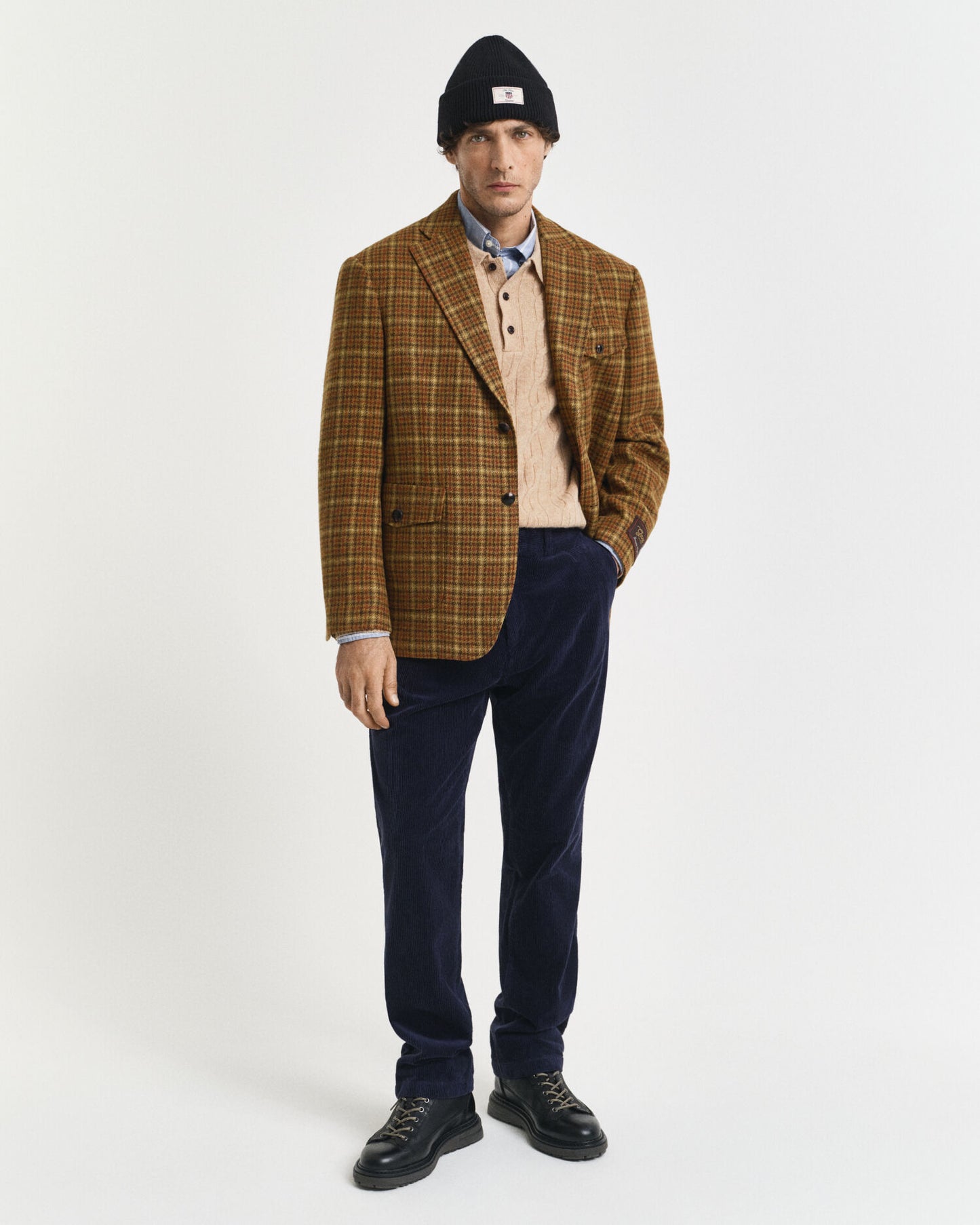 Veste de tailleur en tweed à carreaux coupe décontractée