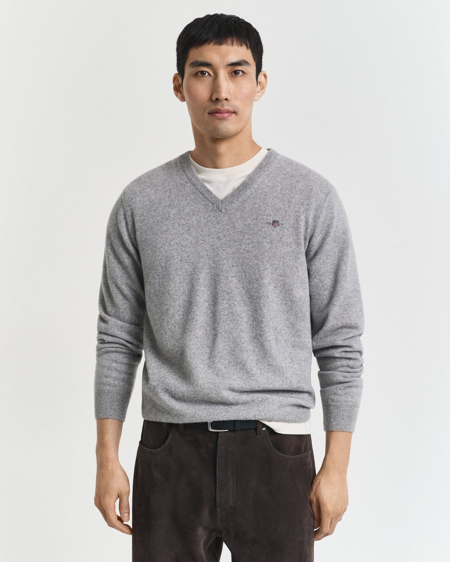 Superfeiner Lammwoll-V-Pullover