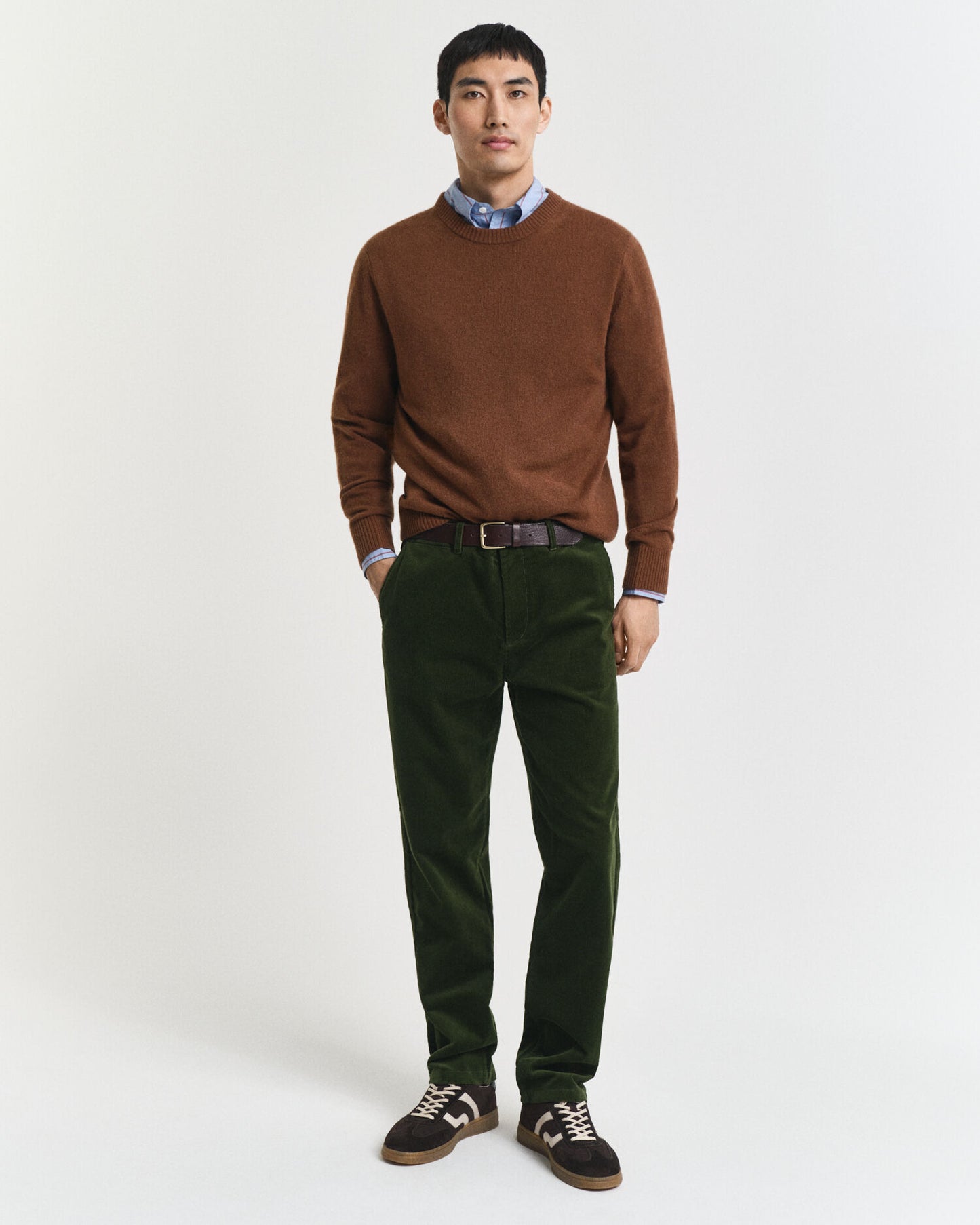 Pantalon Chino en Coton Velours Coupe Droite