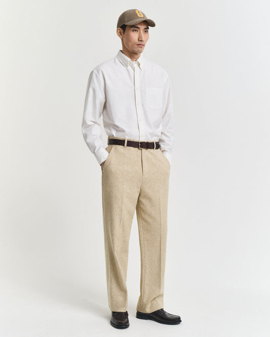 Relaxed Fit Nepps Fischgrat-Anzughose