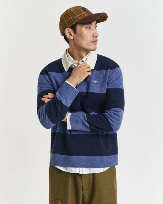 Pull en maille agneau rayé extra fine