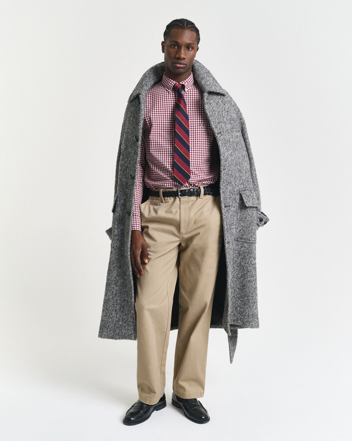 Chemise en popeline de coton à carreaux Gingham coupe droite