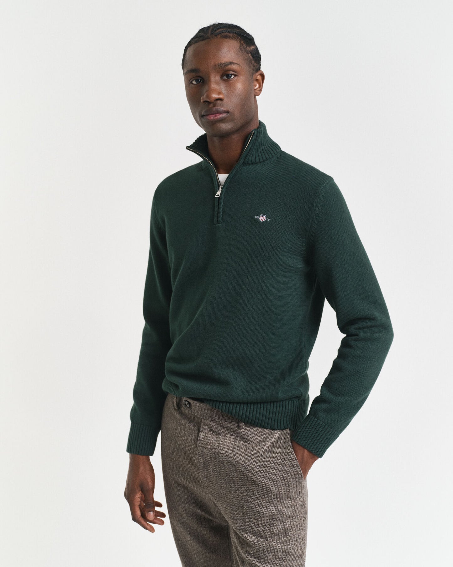 Pull demi-zippé en coton décontracté