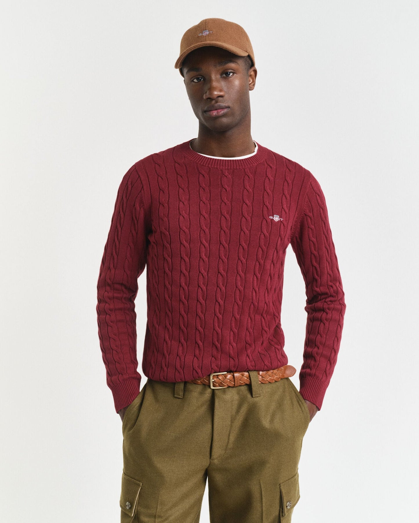 Pull col rond en maille torsadée de coton
