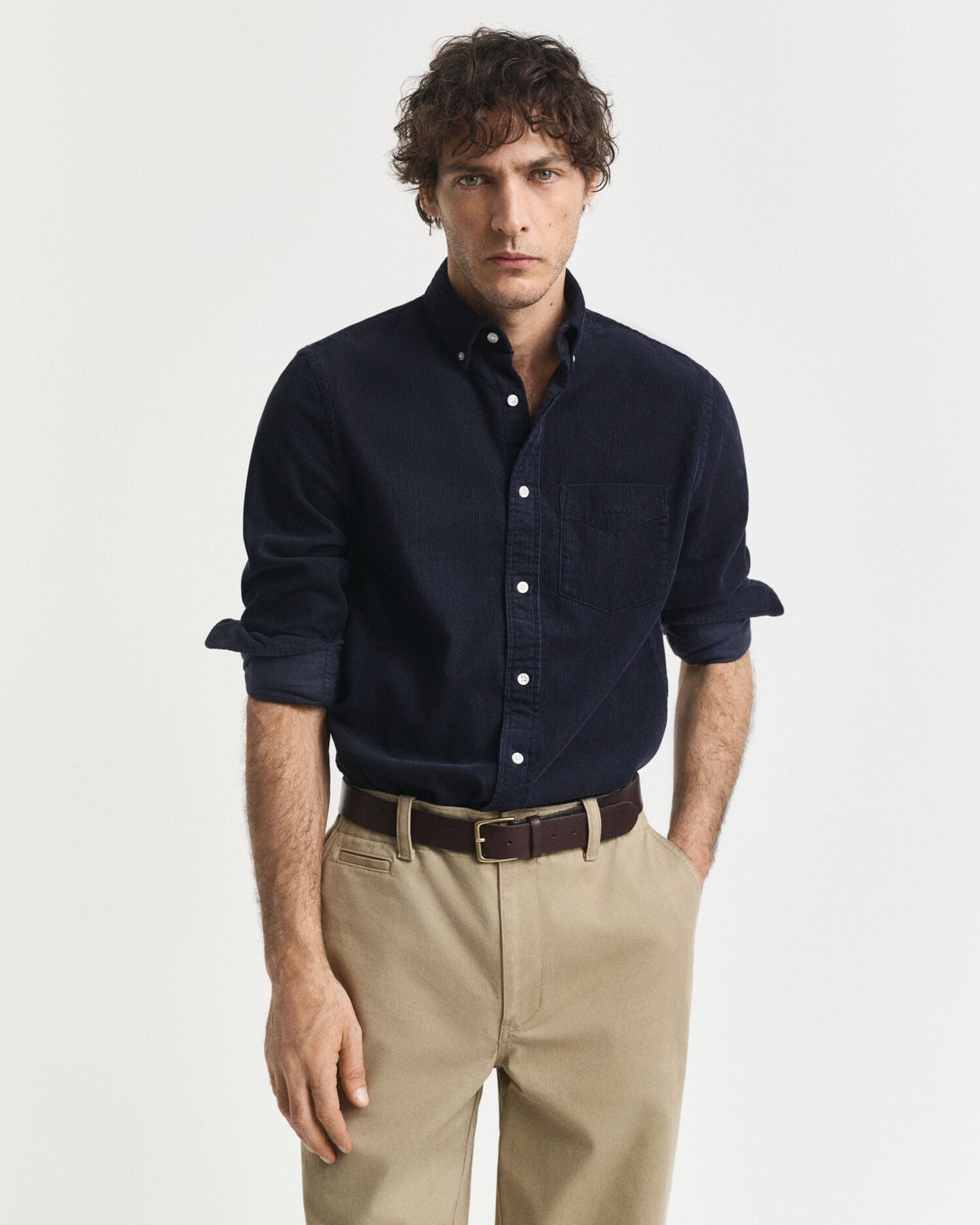Chemise regular en velours côtelé