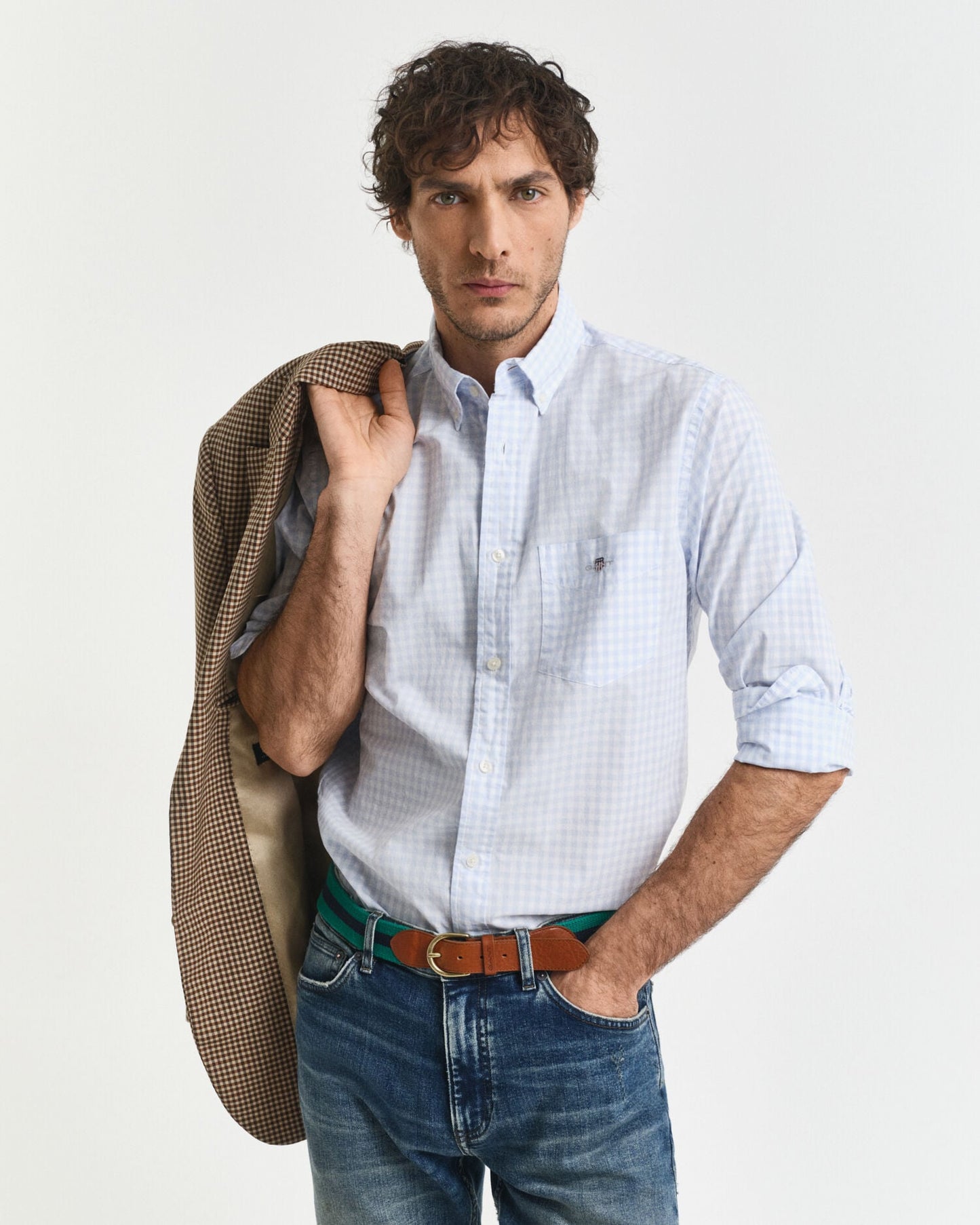 Regular Fit Klassisches Gingham-Popelinehemd