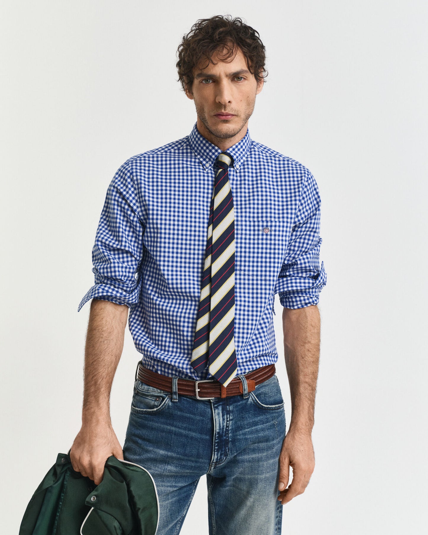 Chemise Classique en Popeline à Carreaux Coupe Droite