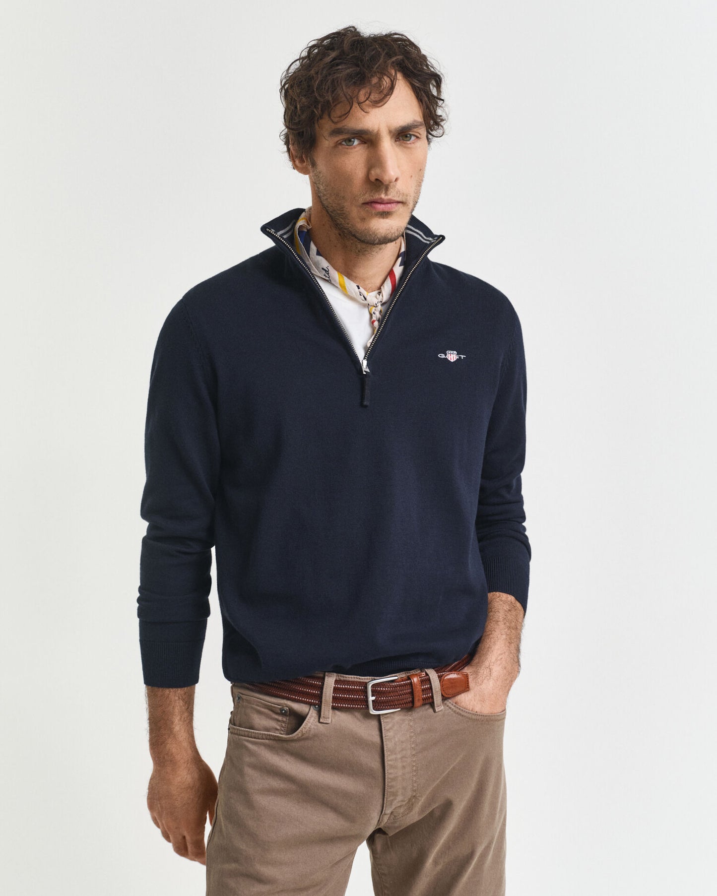Pull demi-zippé en coton classique